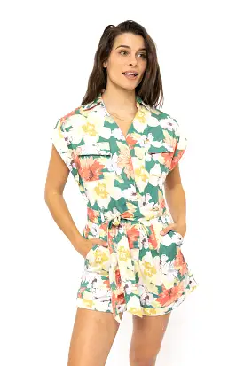 Rusty USA Roots Romper Sea Foam Floral SEA FOAM FLORAL