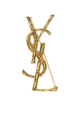 Saint Laurent Textured Crocodile YSL Brooch