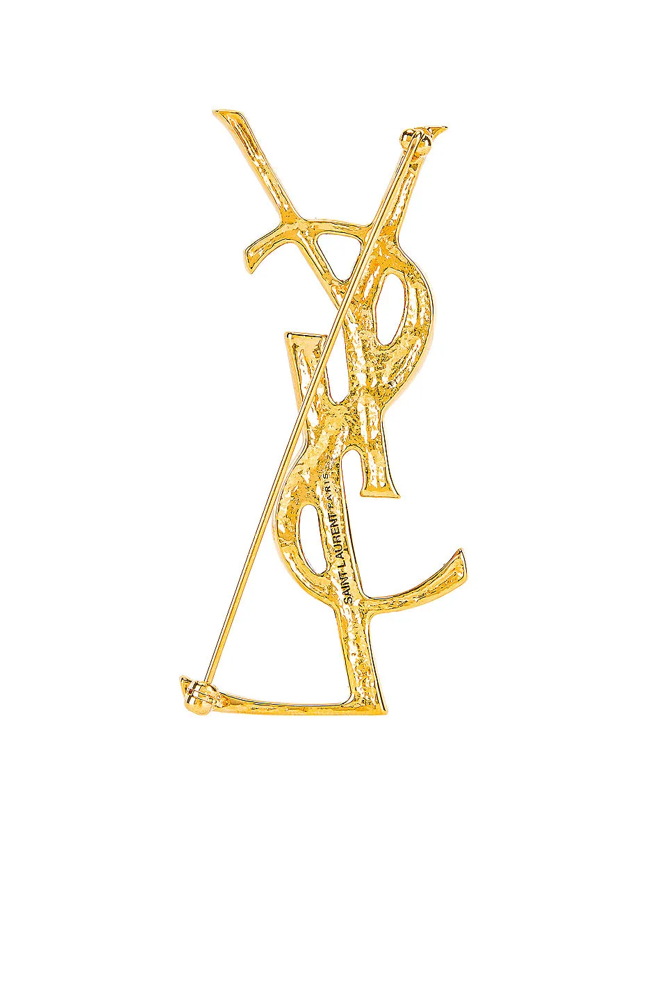 Saint Laurent Textured Crocodile YSL Brooch