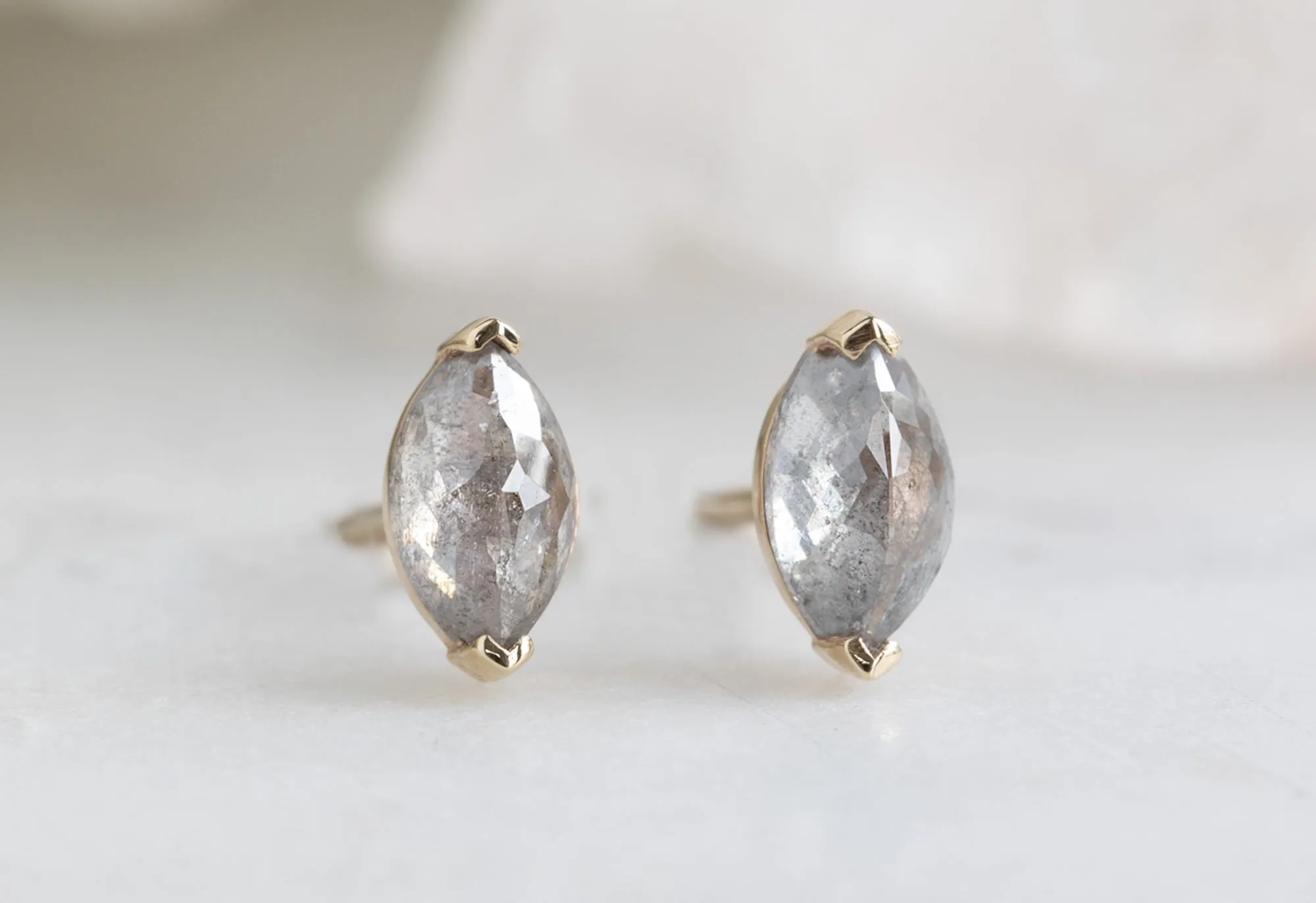 Salt and Pepper Diamond Eye Stud Earrings