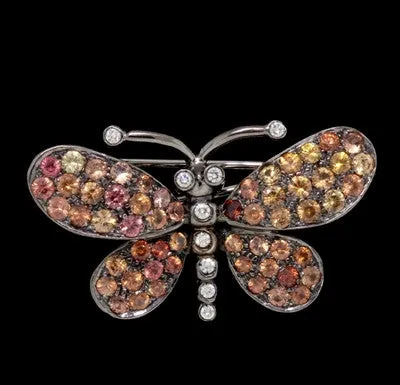 Sapphire & Diamond Butterfly Brooch