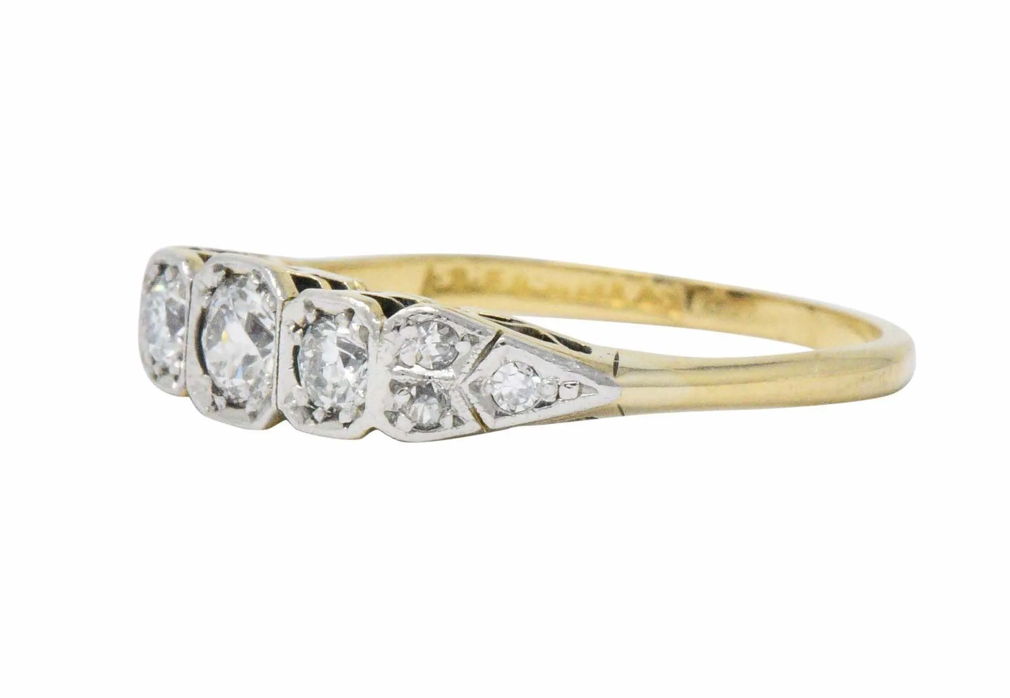 Saunders Late Victorian 0.40 CTW Diamond And Platinum-Topped 18 Karat Gold Ring