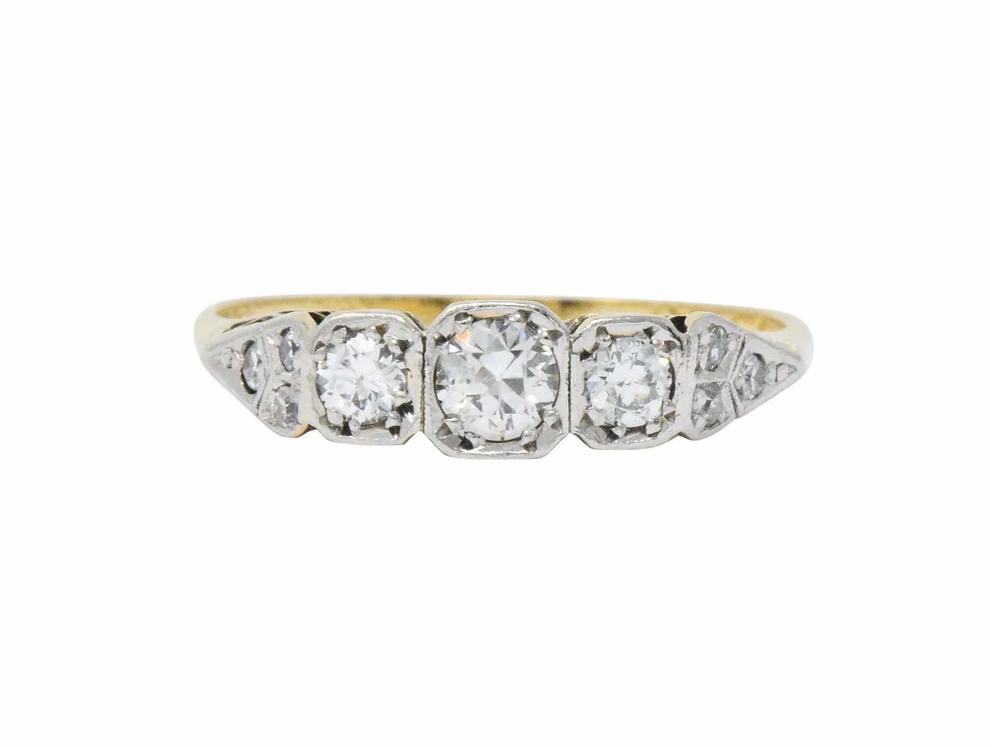 Saunders Late Victorian 0.40 CTW Diamond And Platinum-Topped 18 Karat Gold Ring