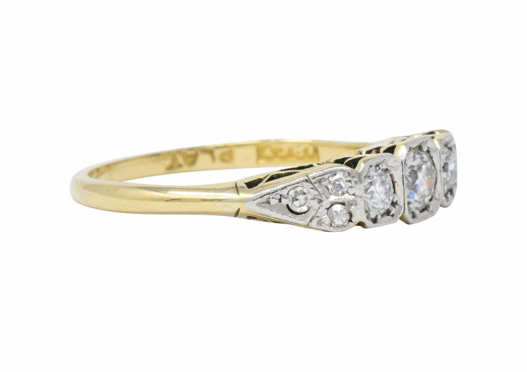 Saunders Late Victorian 0.40 CTW Diamond And Platinum-Topped 18 Karat Gold Ring