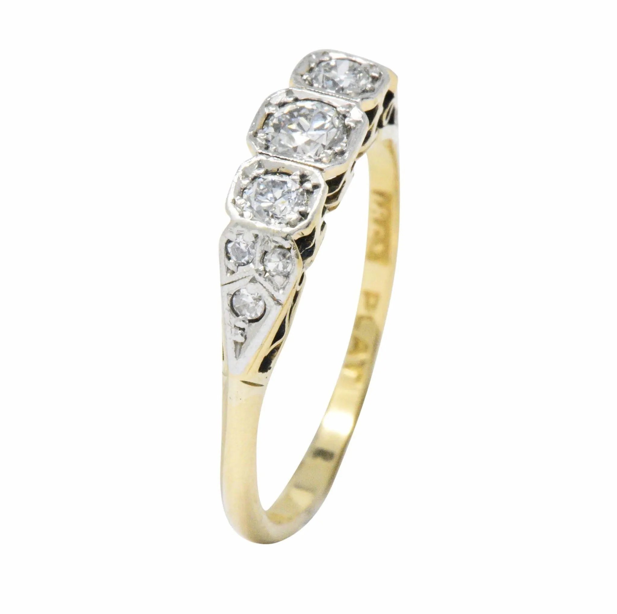 Saunders Late Victorian 0.40 CTW Diamond And Platinum-Topped 18 Karat Gold Ring