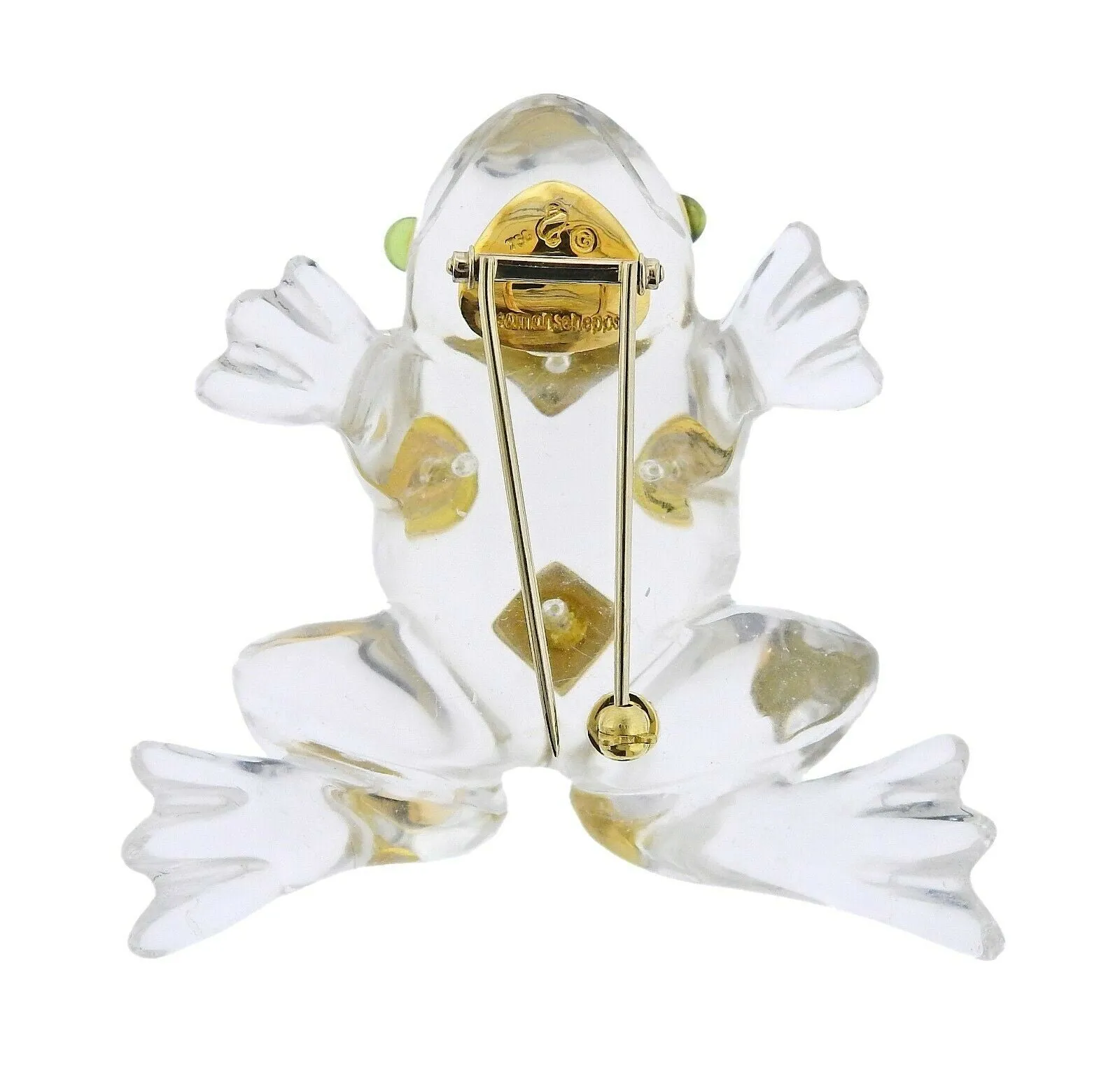 Seaman Schepps Crystal Aquamarine Tourmaline Iolite Gold Frog Brooch