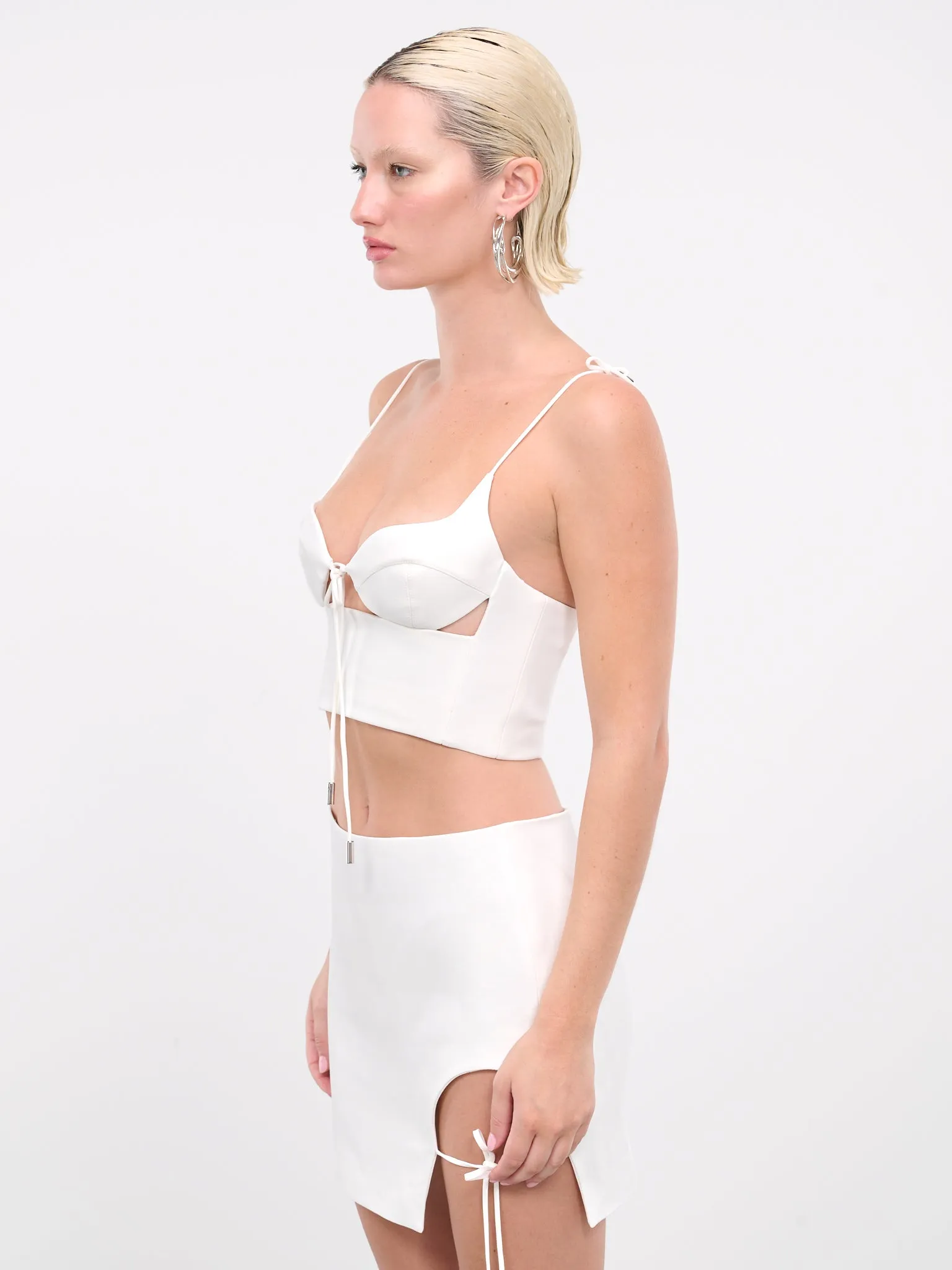 Self-Tie Crop Top (DK59T-WHITE)