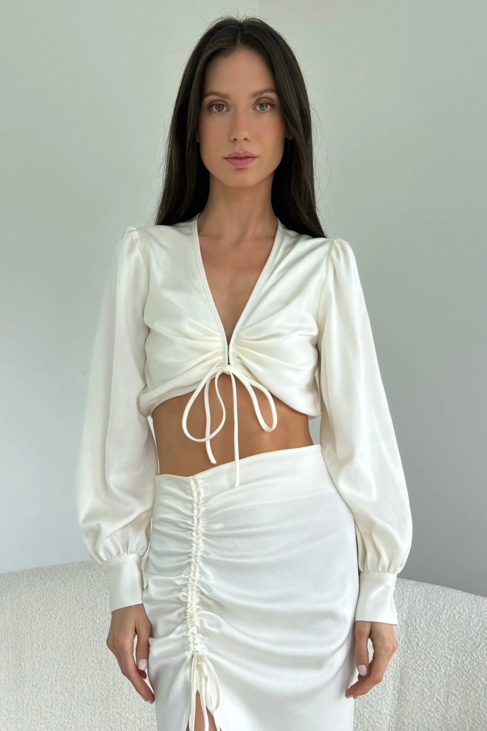 SHALOM TIE TOP IVORY