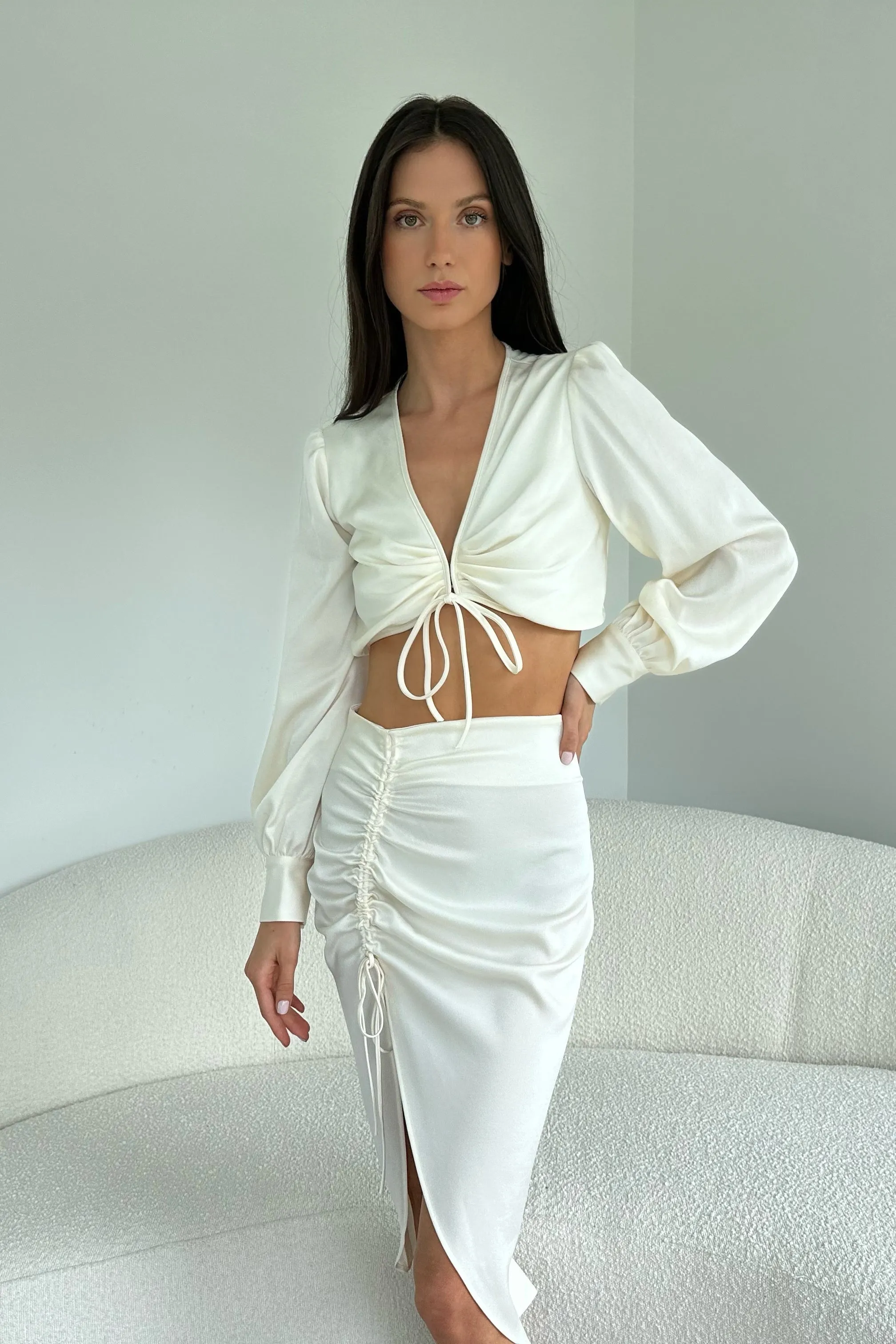 SHALOM TIE TOP IVORY