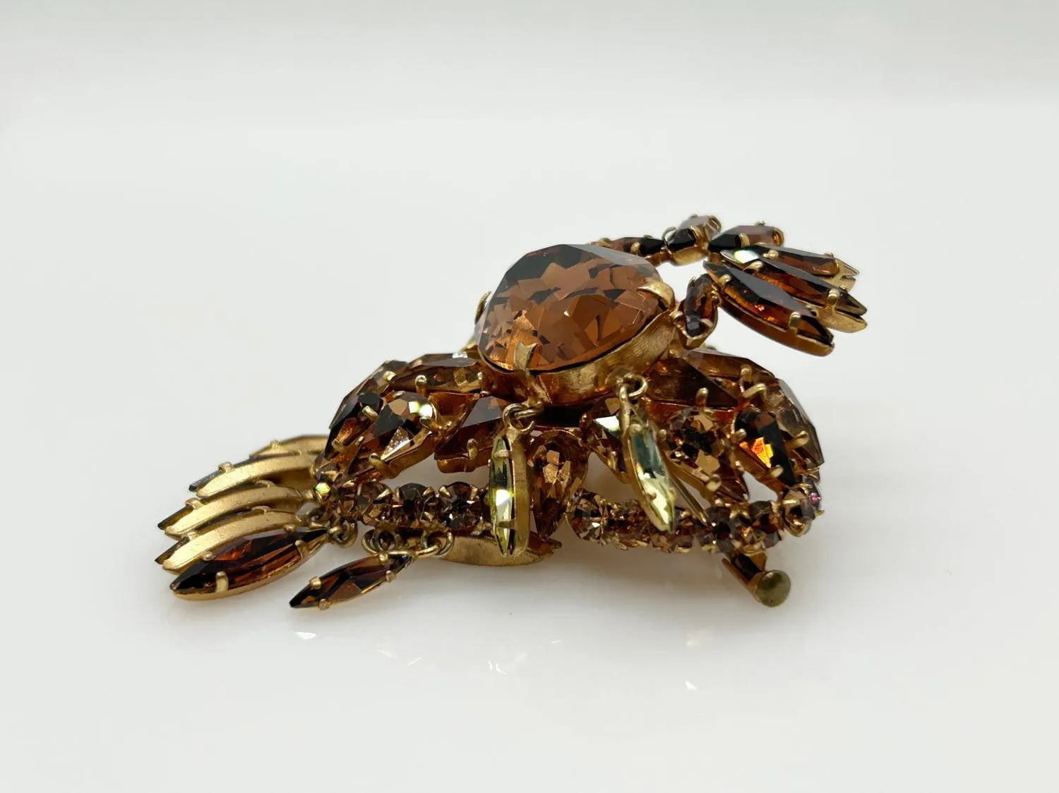 Showstopping Vintage Brooch with Golden Amber Stones