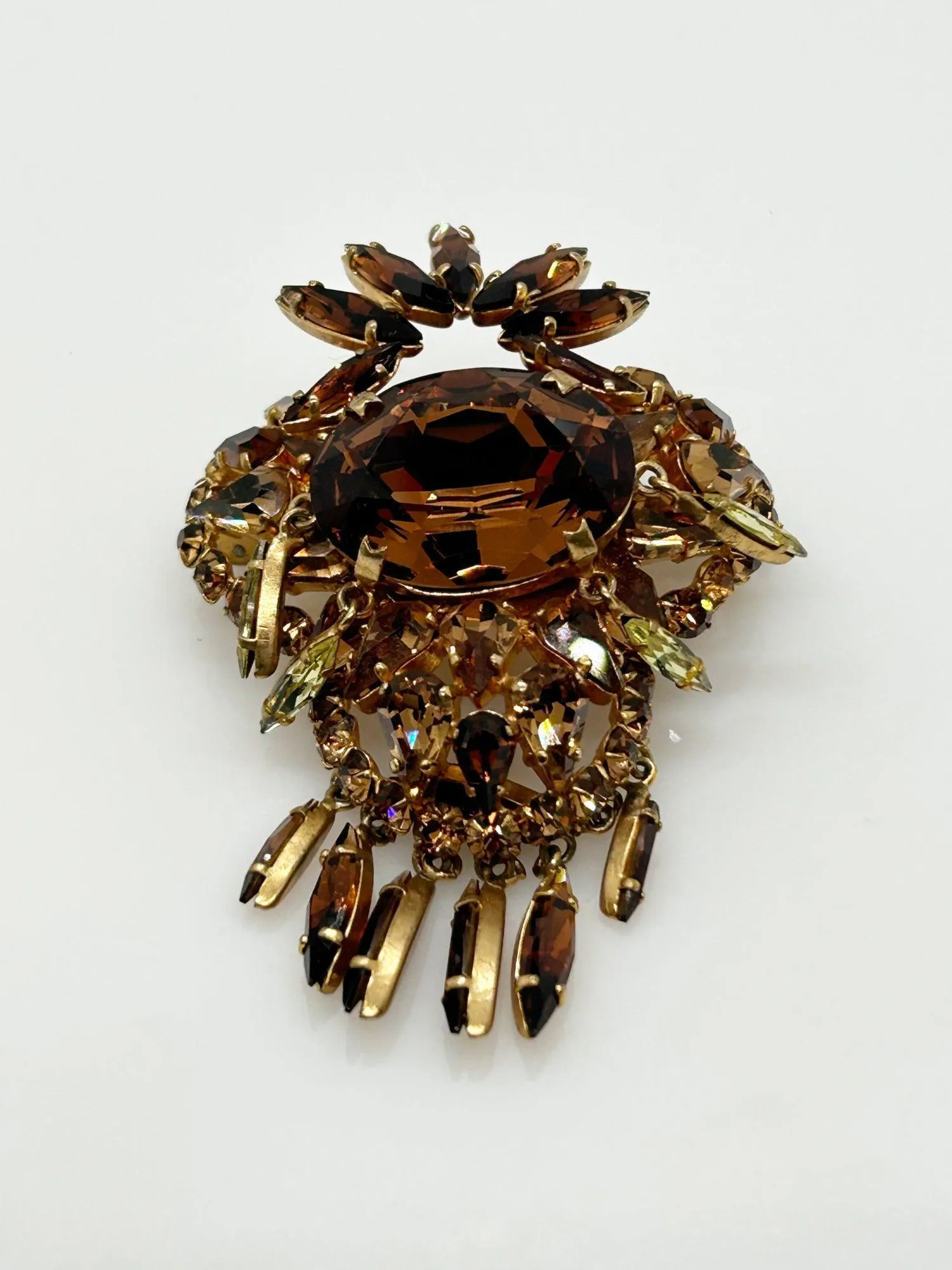 Showstopping Vintage Brooch with Golden Amber Stones