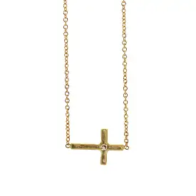 Sideways Cross & Diamond Necklace