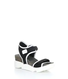 SIGO727FLY BLACK/WHITE Wedge Sandals