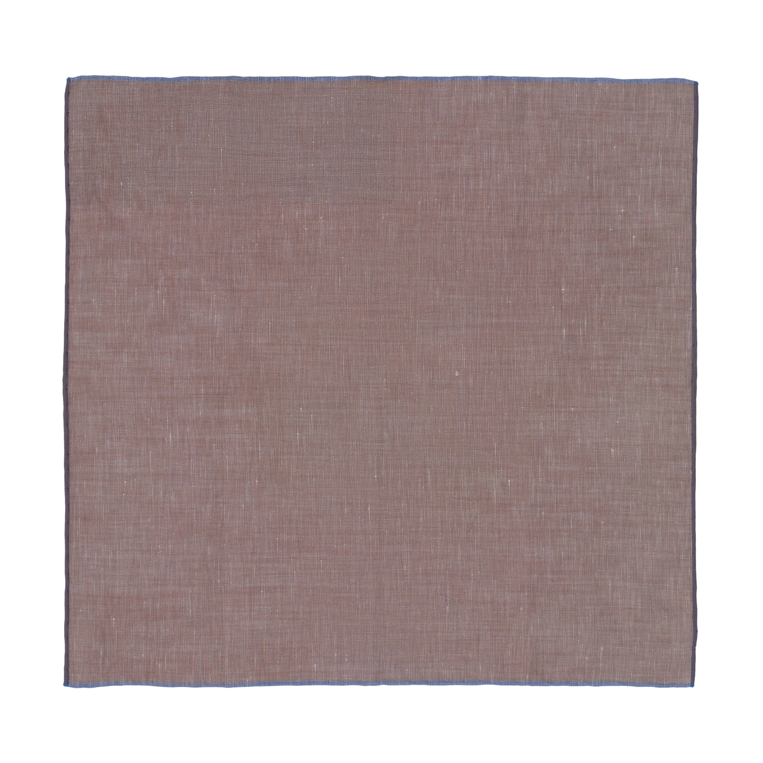  Simonnot Godard Cotton-Linen Pocket Square in Brown and Blue