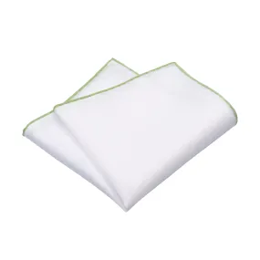  Simonnot Godard Cotton-Linen Pocket Square in White and Light Green