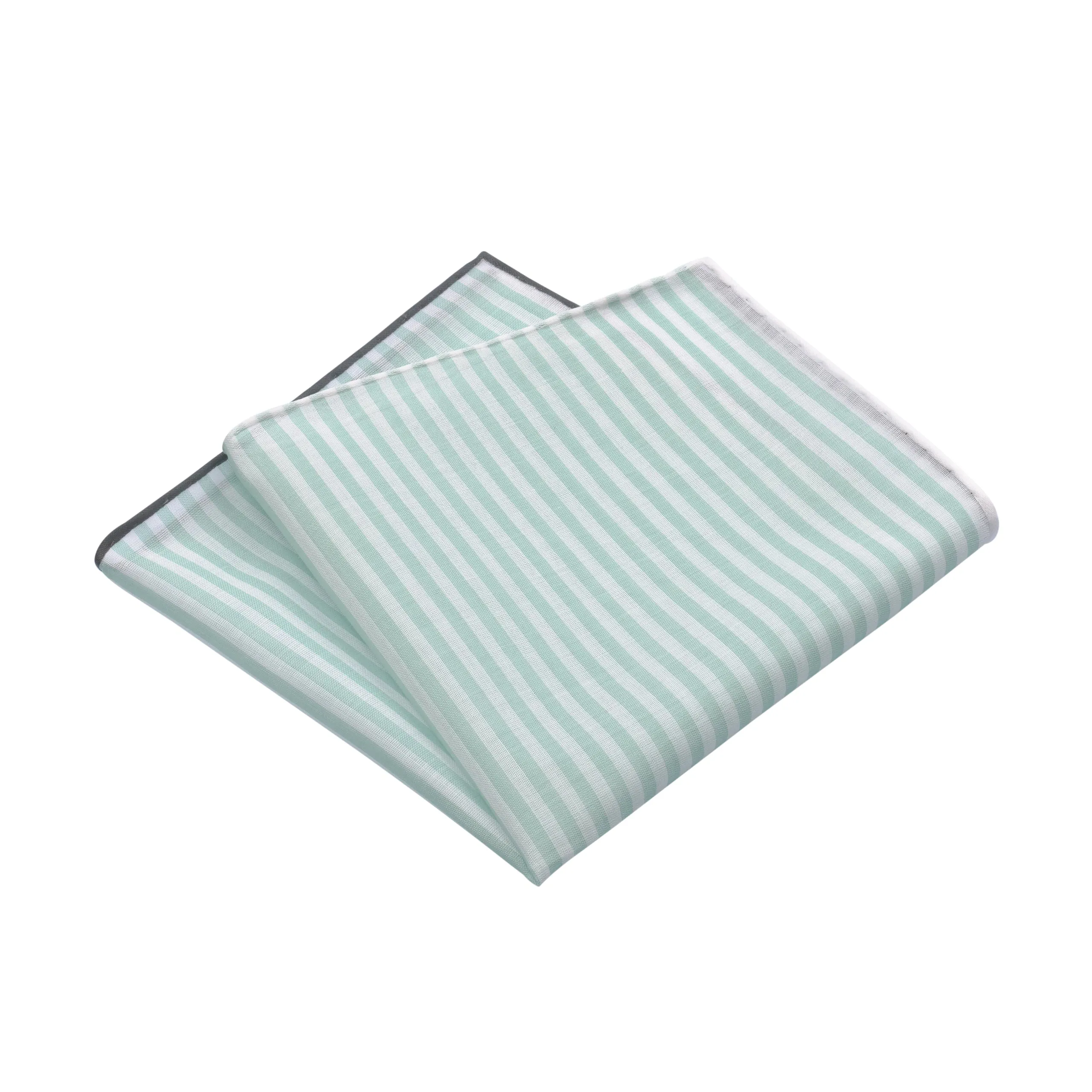  Simonnot Godard Cotton Pocket Square in Light Green and White