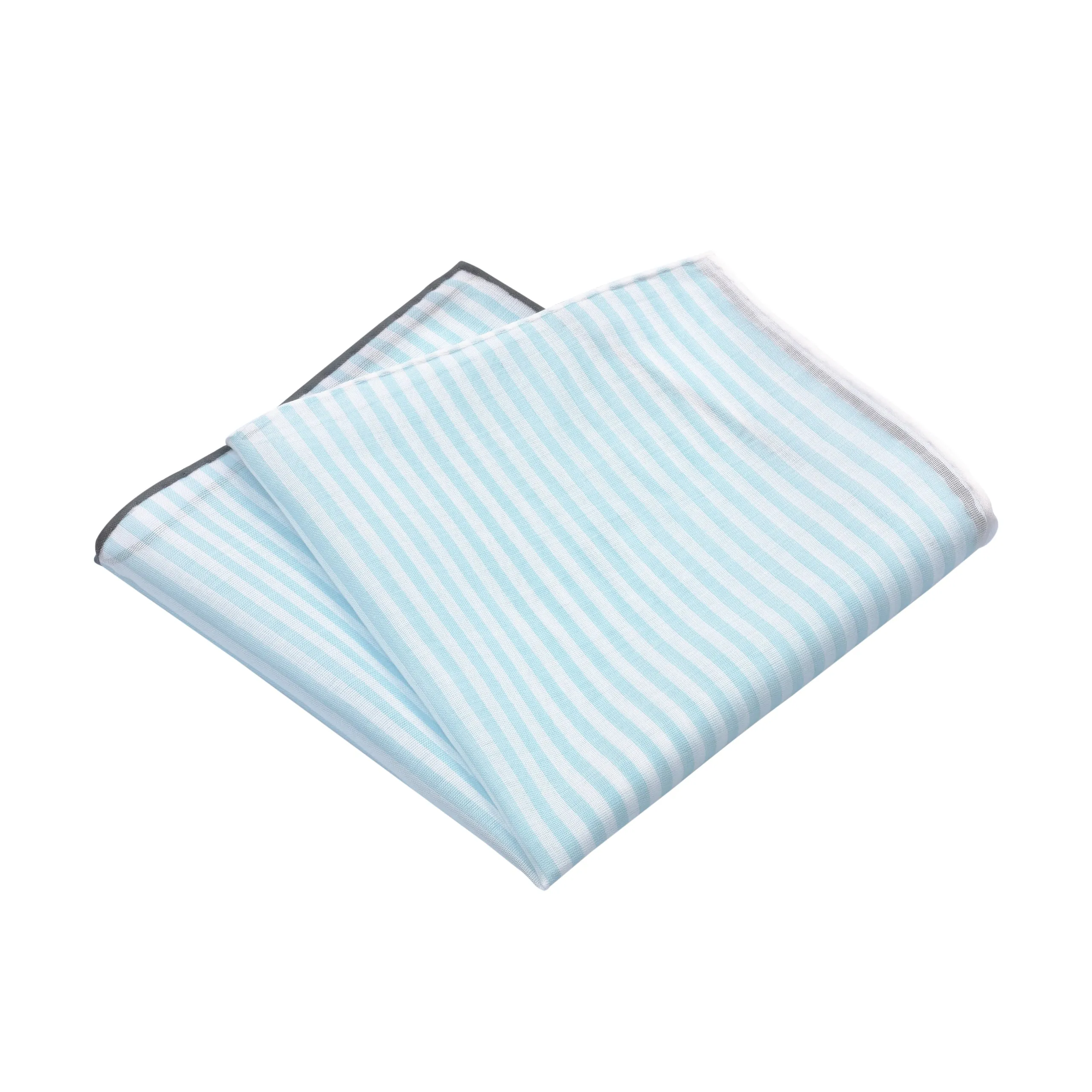  Simonnot Godard Cotton Pocket Square in Turquoise and White