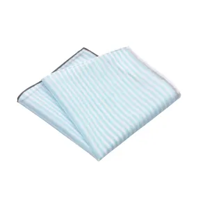  Simonnot Godard Cotton Pocket Square in Turquoise and White