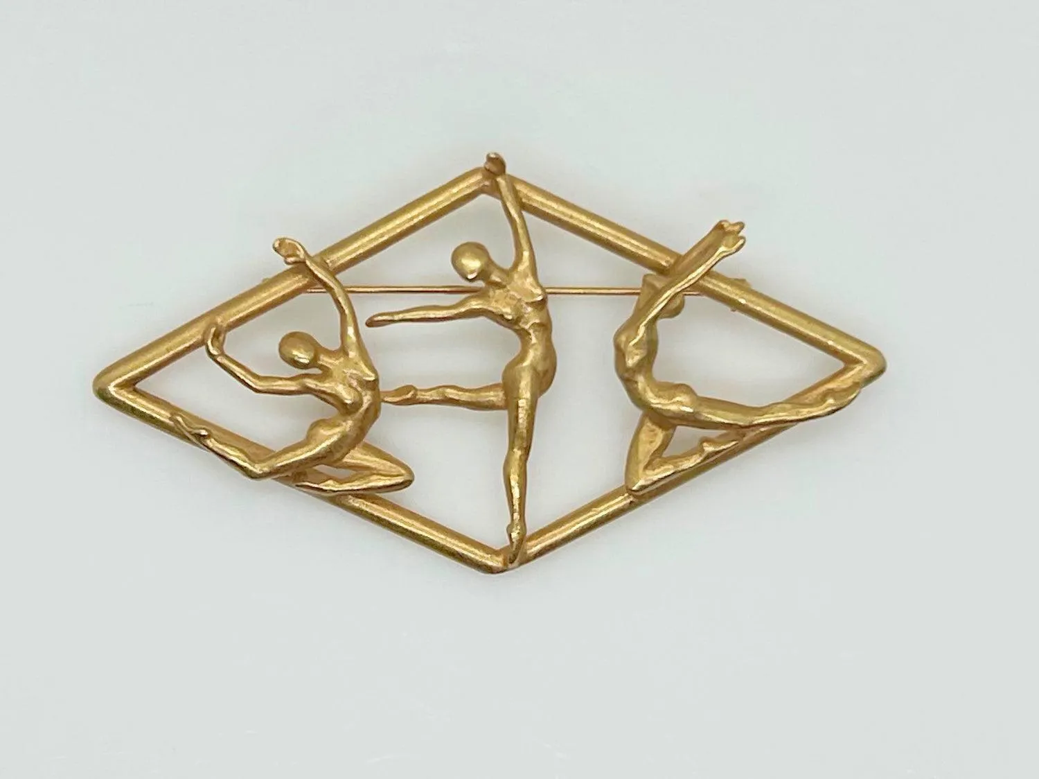 Sleek Art Deco Style Brooch with Dancers by JJ