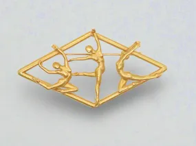 Sleek Art Deco Style Brooch with Dancers by JJ