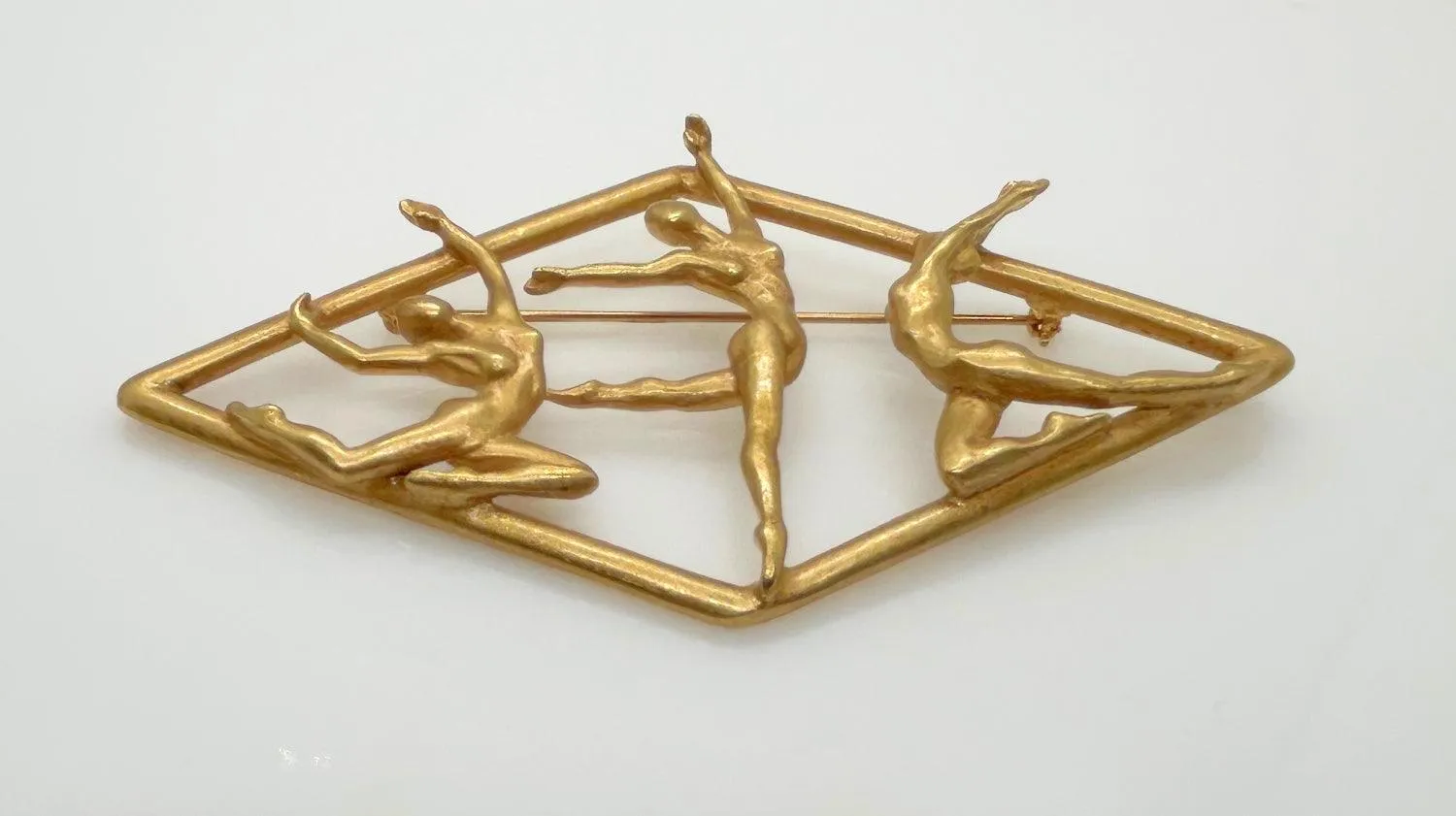 Sleek Art Deco Style Brooch with Dancers by JJ