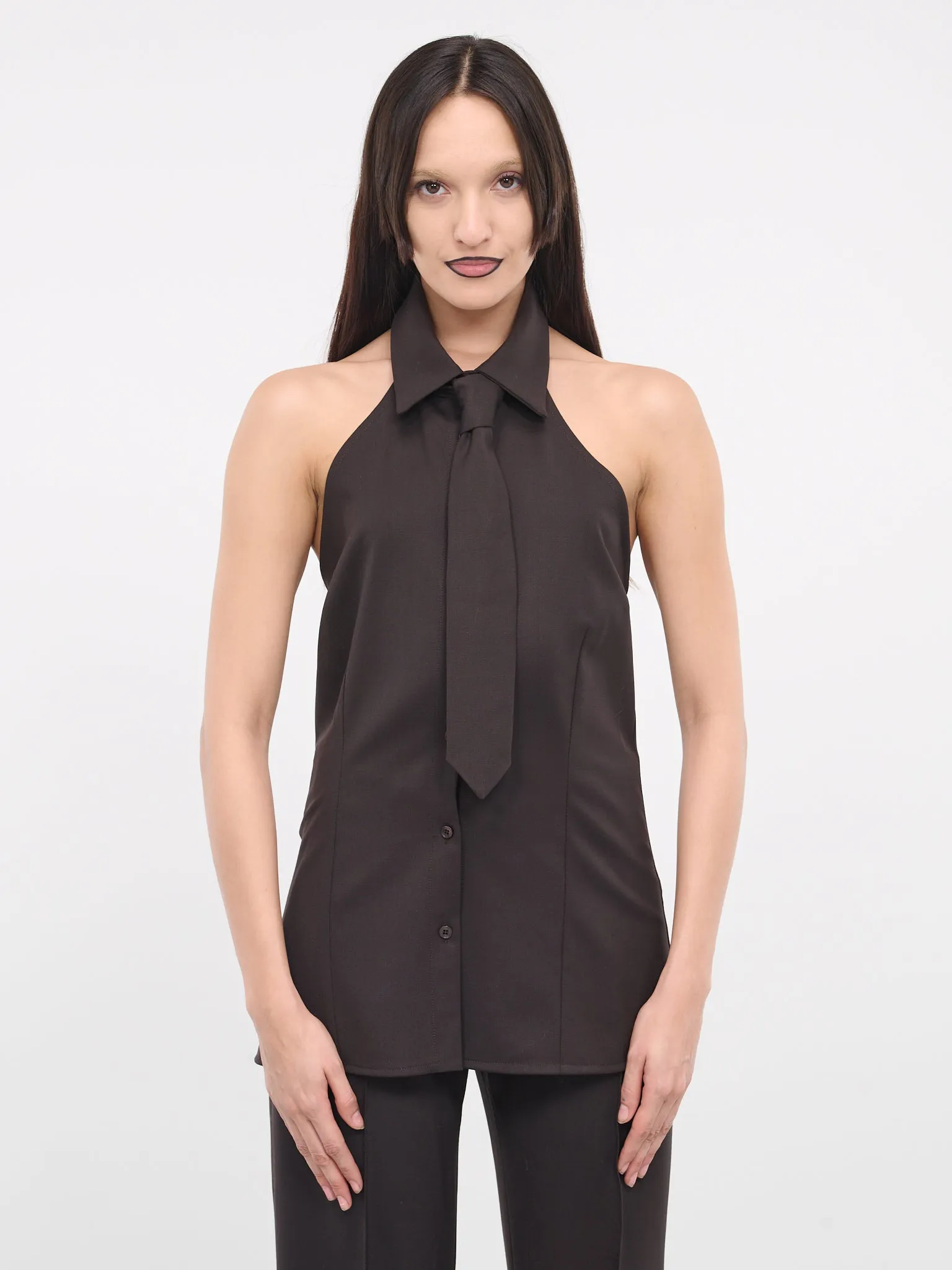 Sleeveless Shirt & Tie (023-W-5-02-CHOCOLATE)