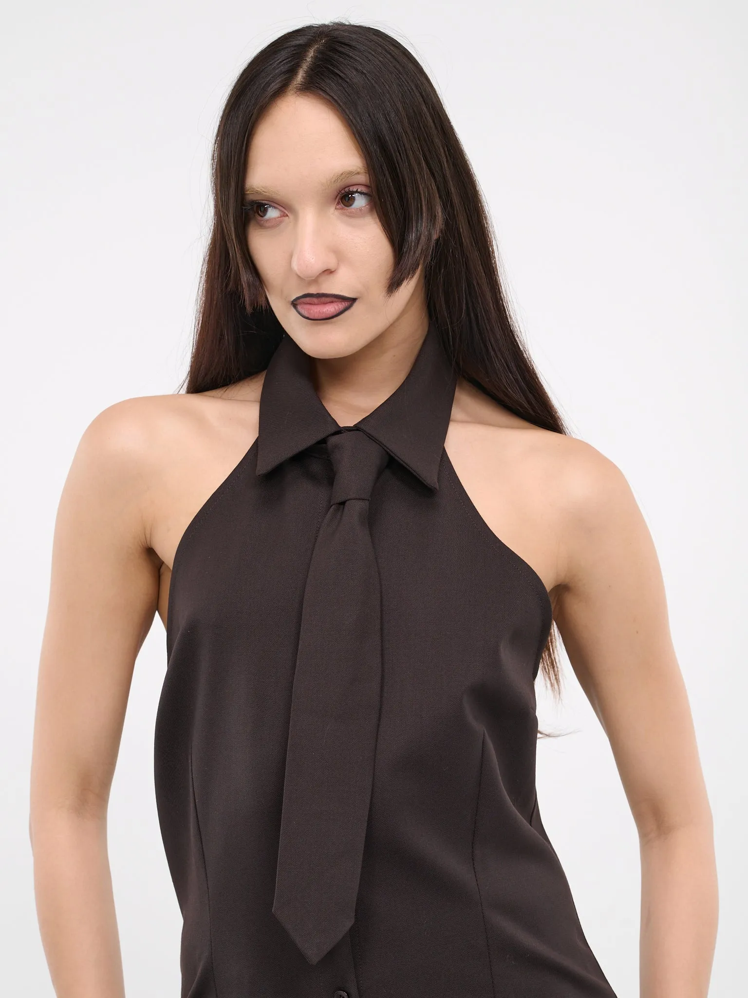 Sleeveless Shirt & Tie (023-W-5-02-CHOCOLATE)