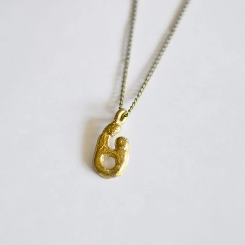 Small Mother and Child Pendant Necklace | Recycled Brass