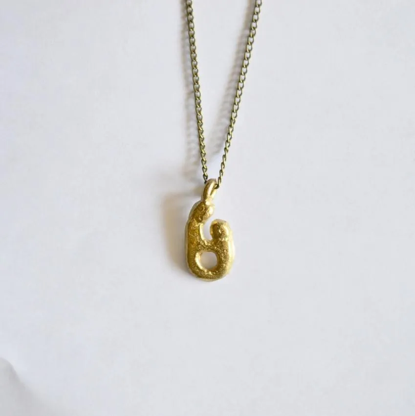 Small Mother and Child Pendant Necklace | Recycled Brass