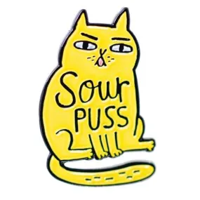 Sourpuss Cat Enamel Pin