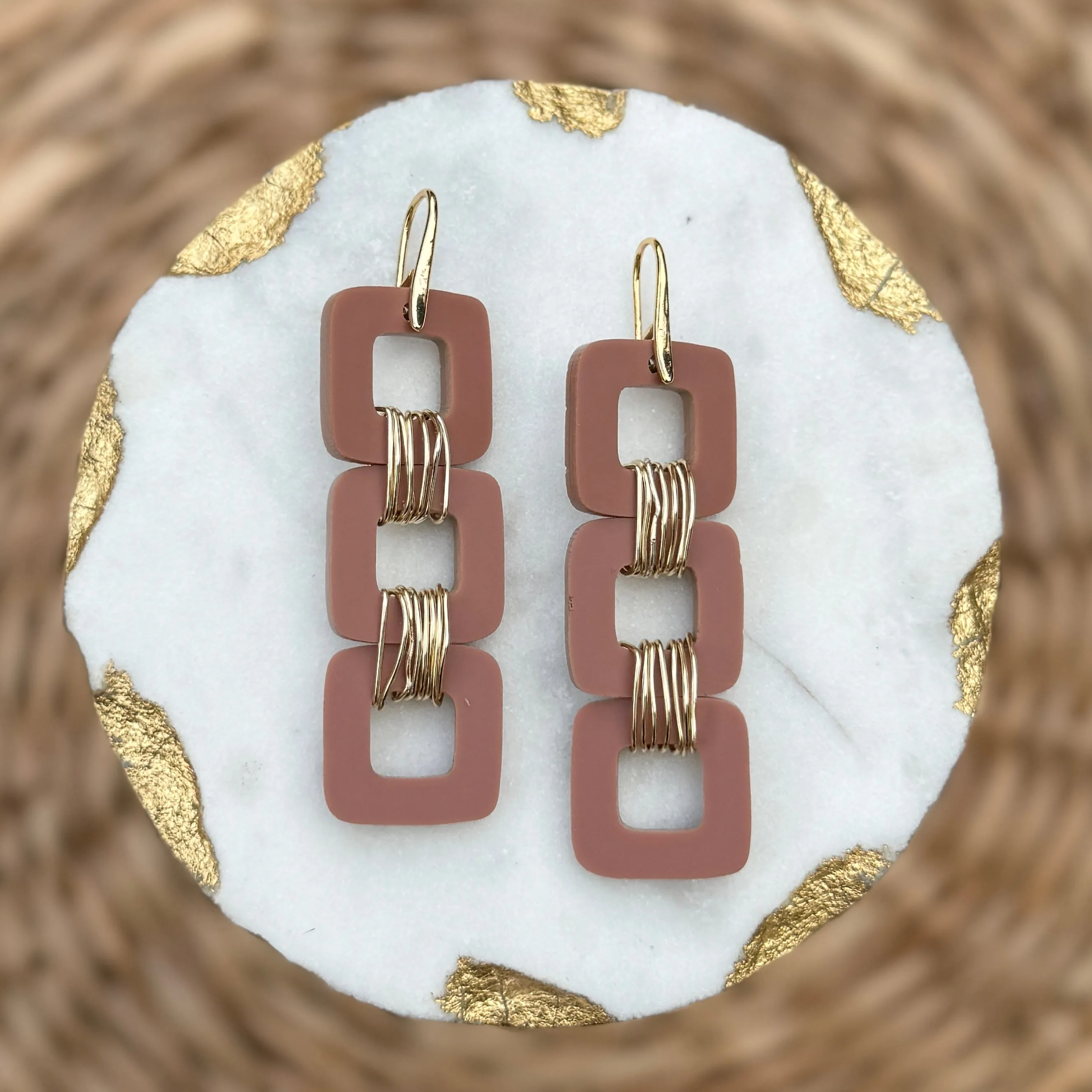 Square Stacks - Rust - Acrylic Earrings