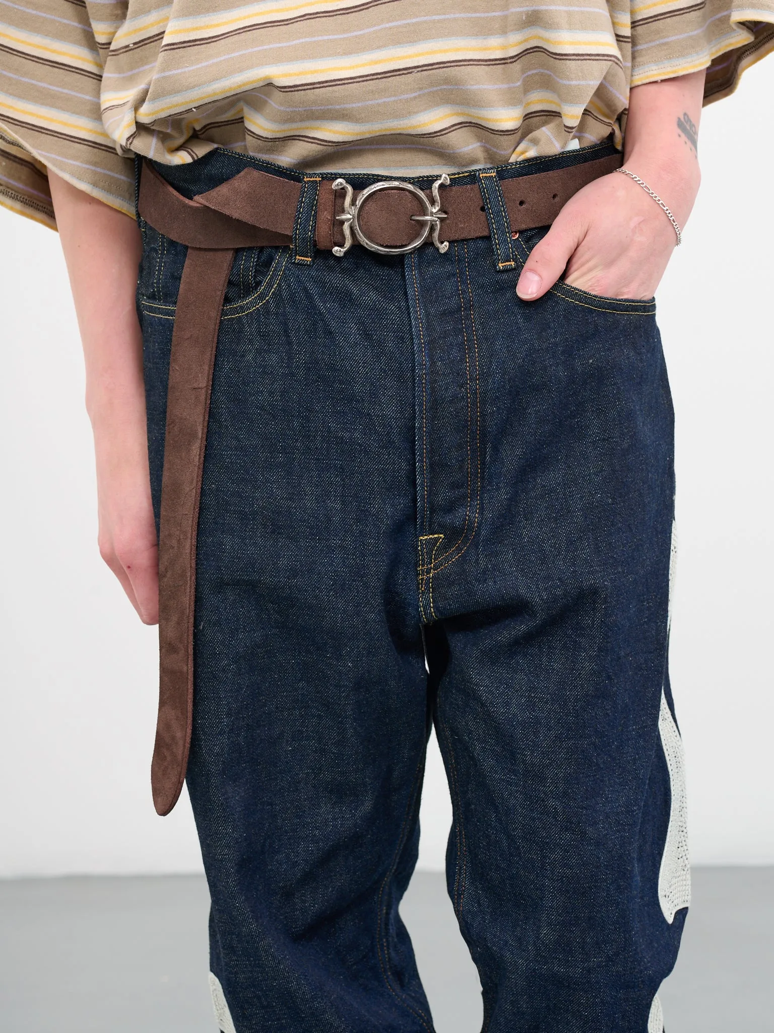 Suede Neptune Buckle Belt (K2303XG507-BROWN)