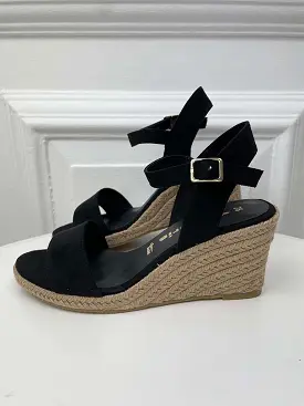 Tamaris Espadrille Wedge Sandals - Black