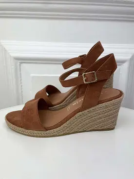 Tamaris Espadrille Wedge Sandals - Cognac