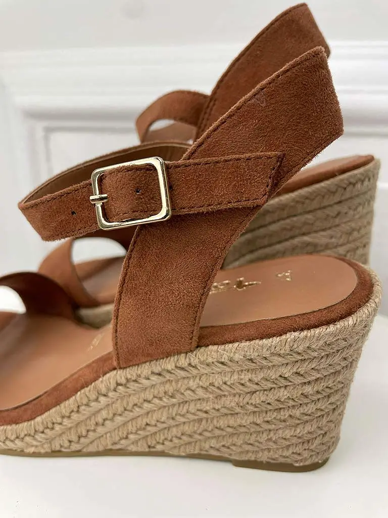 Tamaris Espadrille Wedge Sandals - Cognac