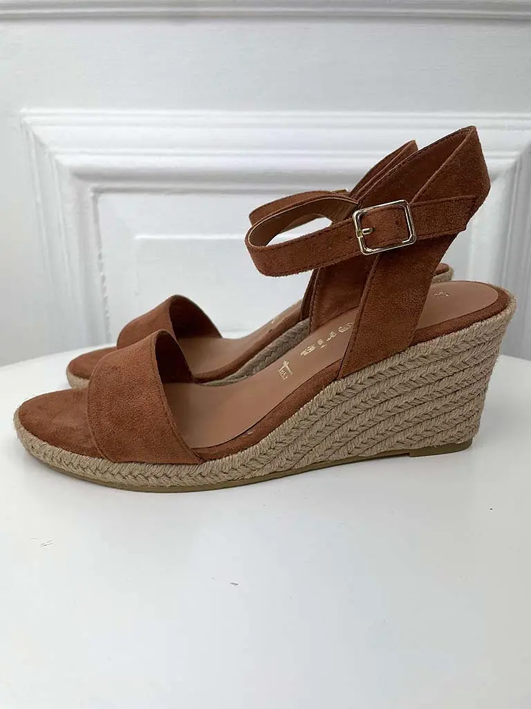 Tamaris Espadrille Wedge Sandals - Cognac