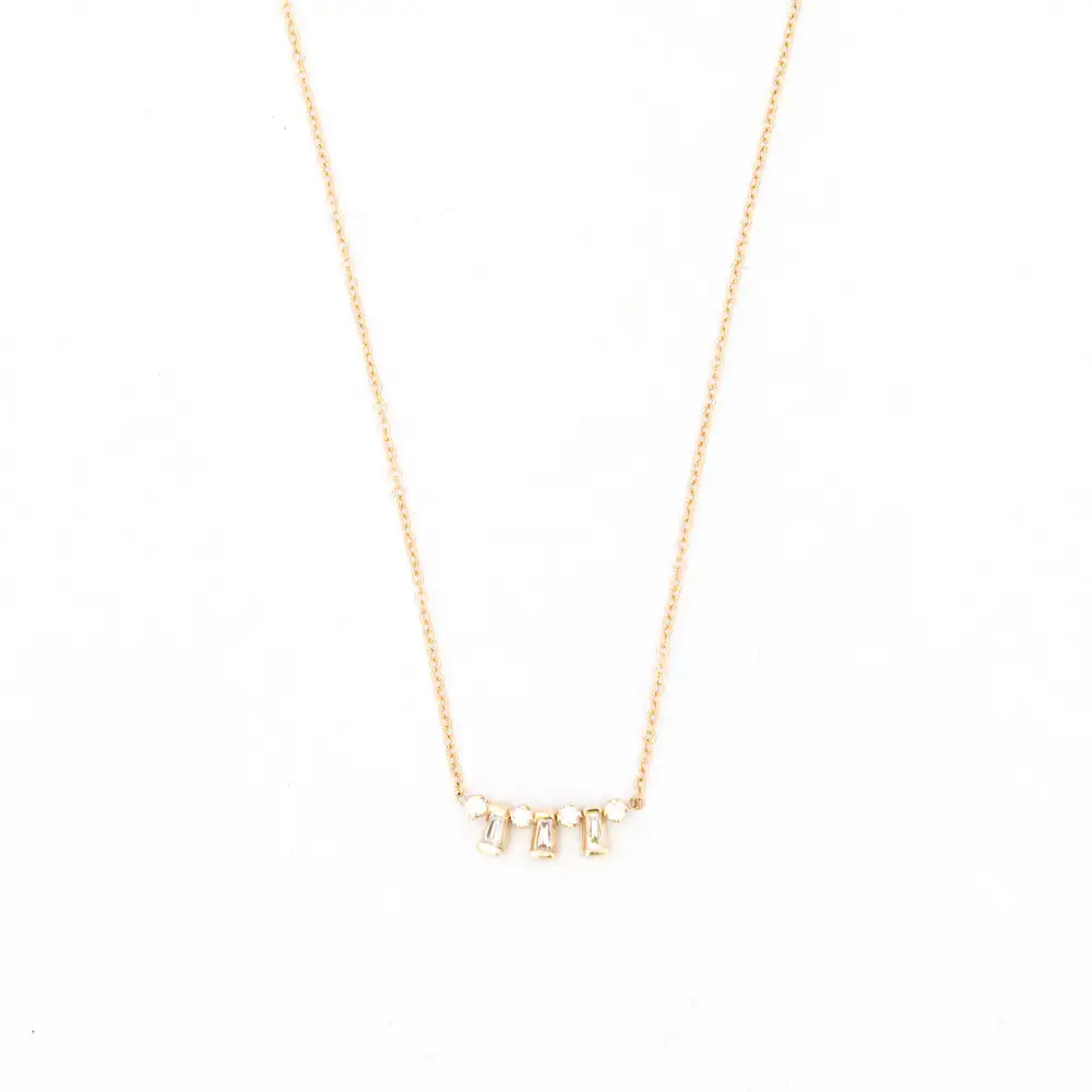 Tapered Baguette and Prong Diamond Necklace