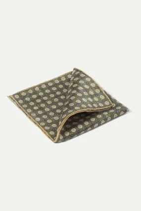 Taupe flower fancy pocket square - Made in Italy