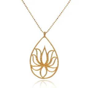 Teardrop Lotus Gold Necklace