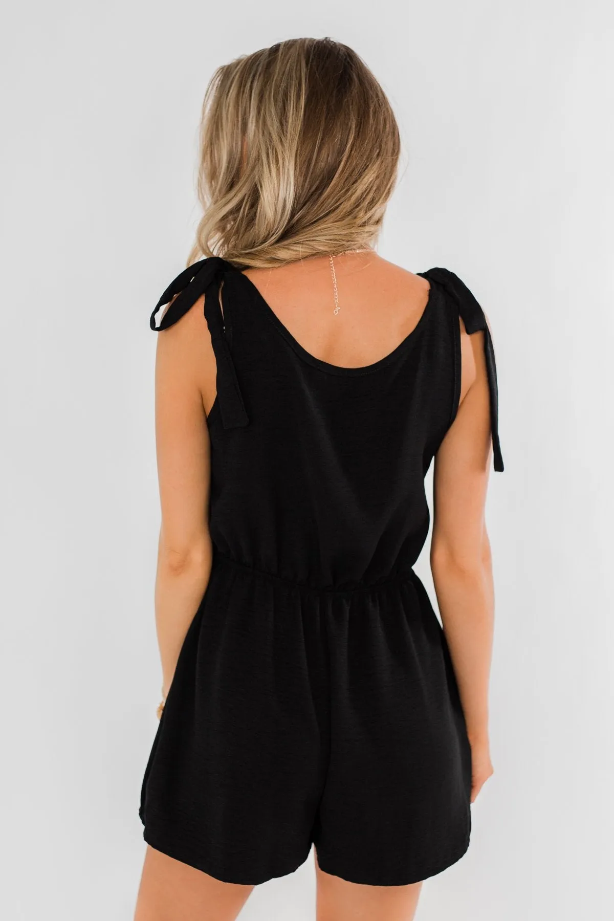 Tie Sleeve Cutie Romper- Black