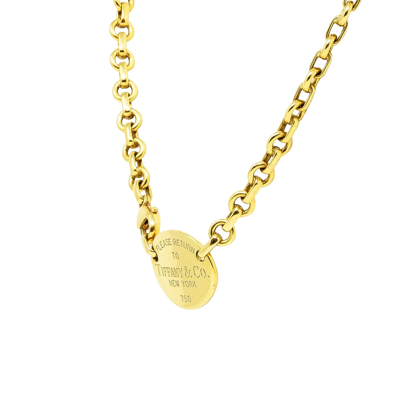 Tiffany & Co. 18 Karat Yellow Gold Return To Tiffany Station Necklace