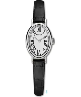 Timex Cavatina (19mm) White Dial / Black Leather Strap Watch