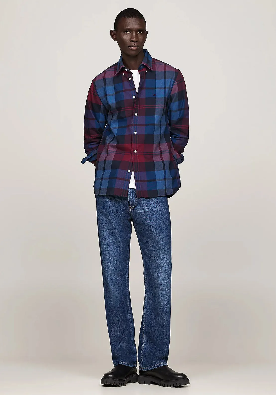 Tommy Hilfiger Oxford Black Watch Tartan Shirt, Rouge Multi