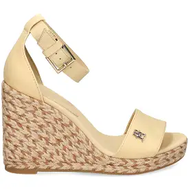 TOMMY HILFIGER Satin High Wedge Sandals Harvest Wheat