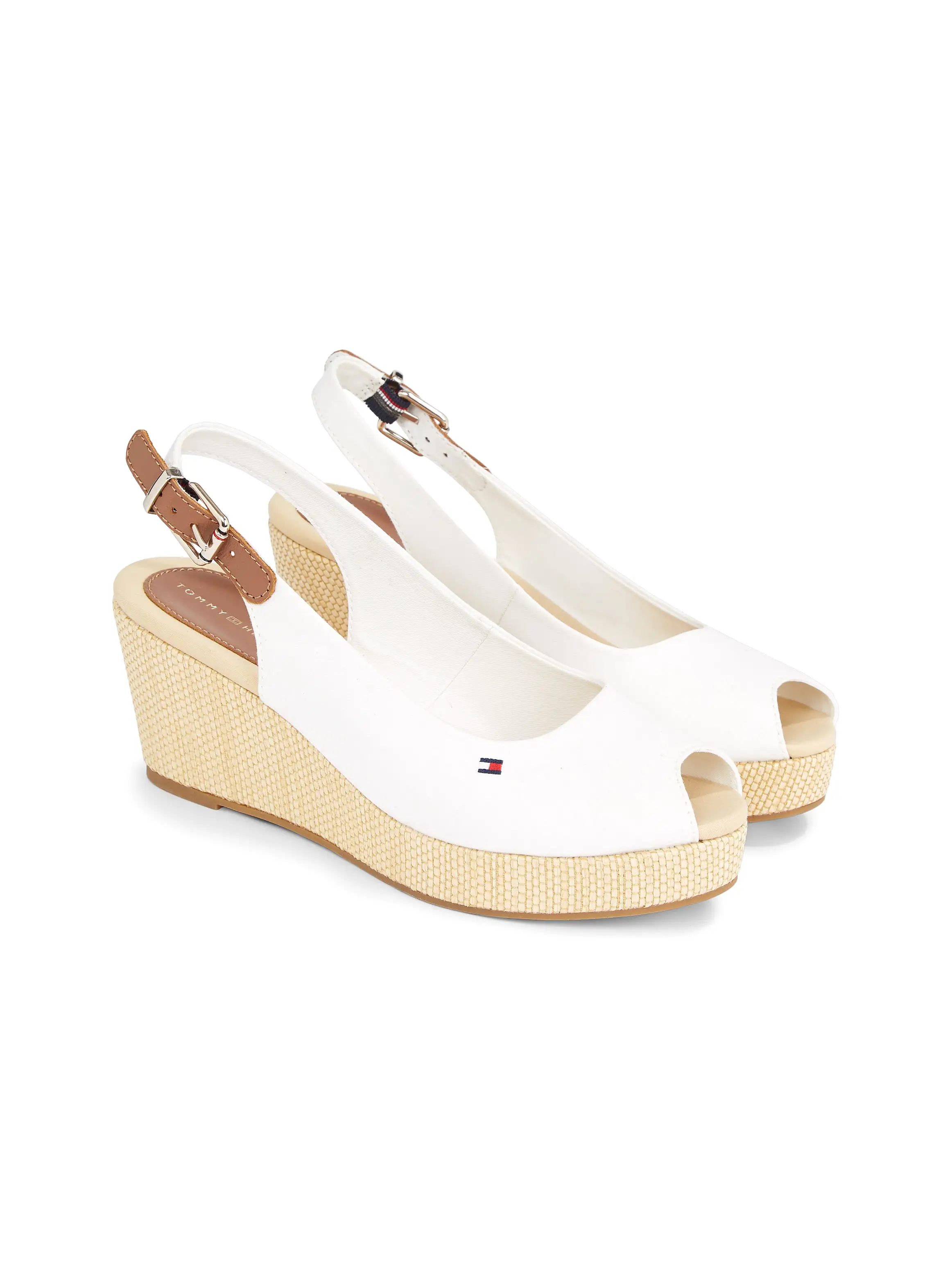 TOMMY HILFIGER Slingback Wedge Sandals Ecru