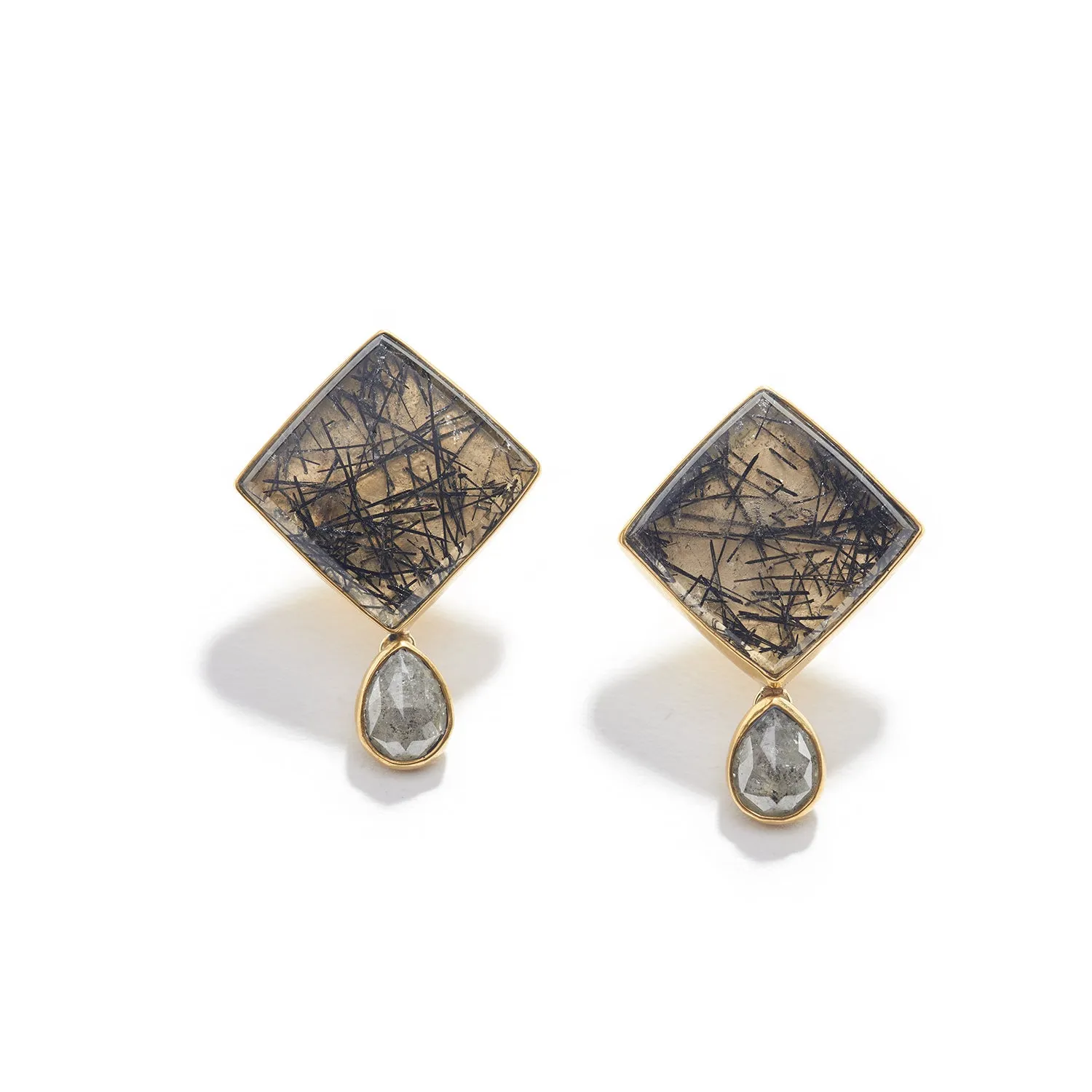 Triangle Tourmalated Quartz Earrings