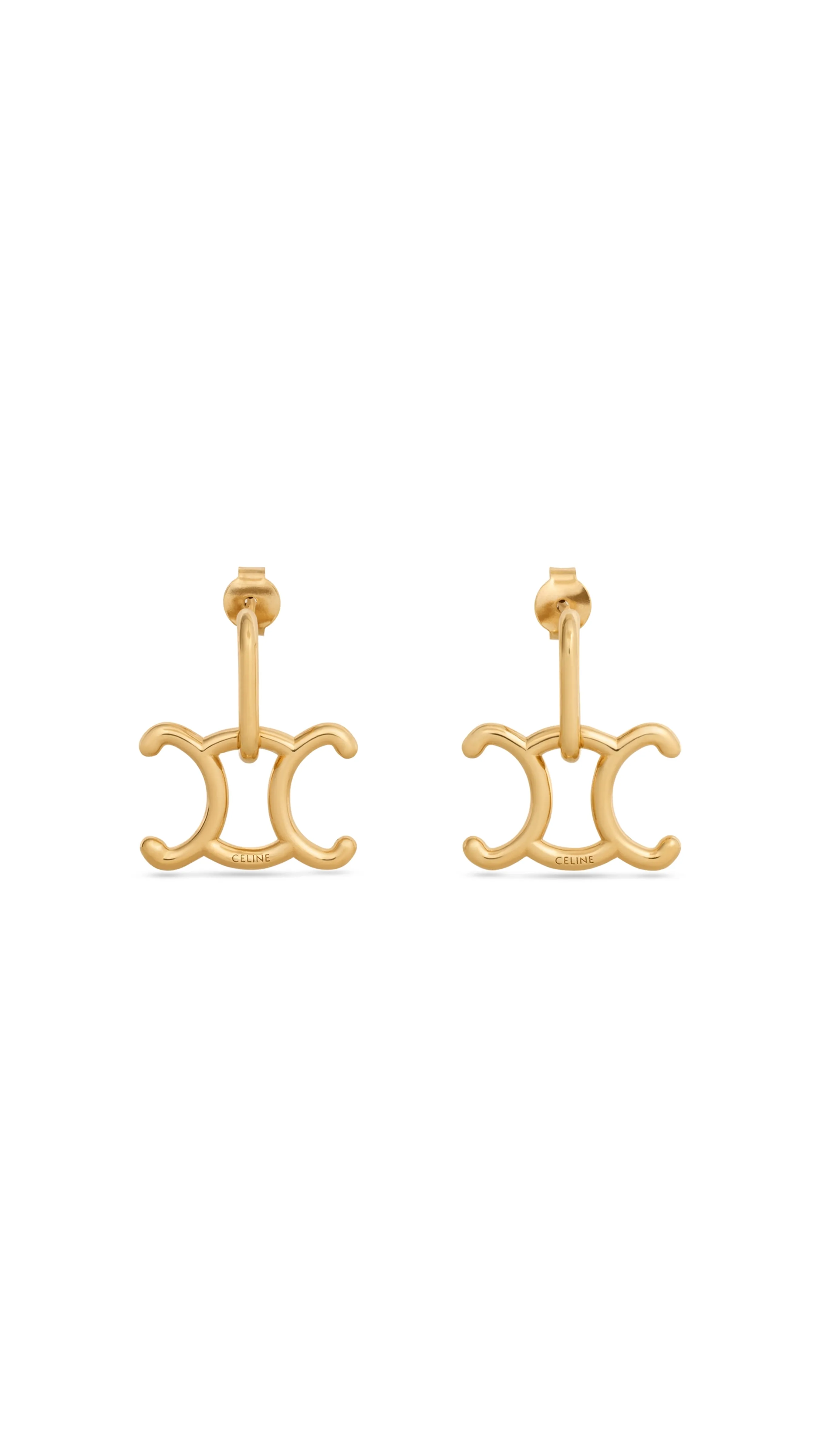 Triomphe Lock Earrings in Brass with Gold Finish - Gold