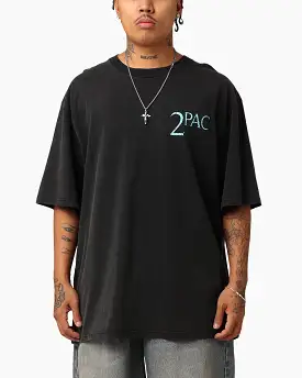 Tupac Blue Smoke T-Shirt Washed Black