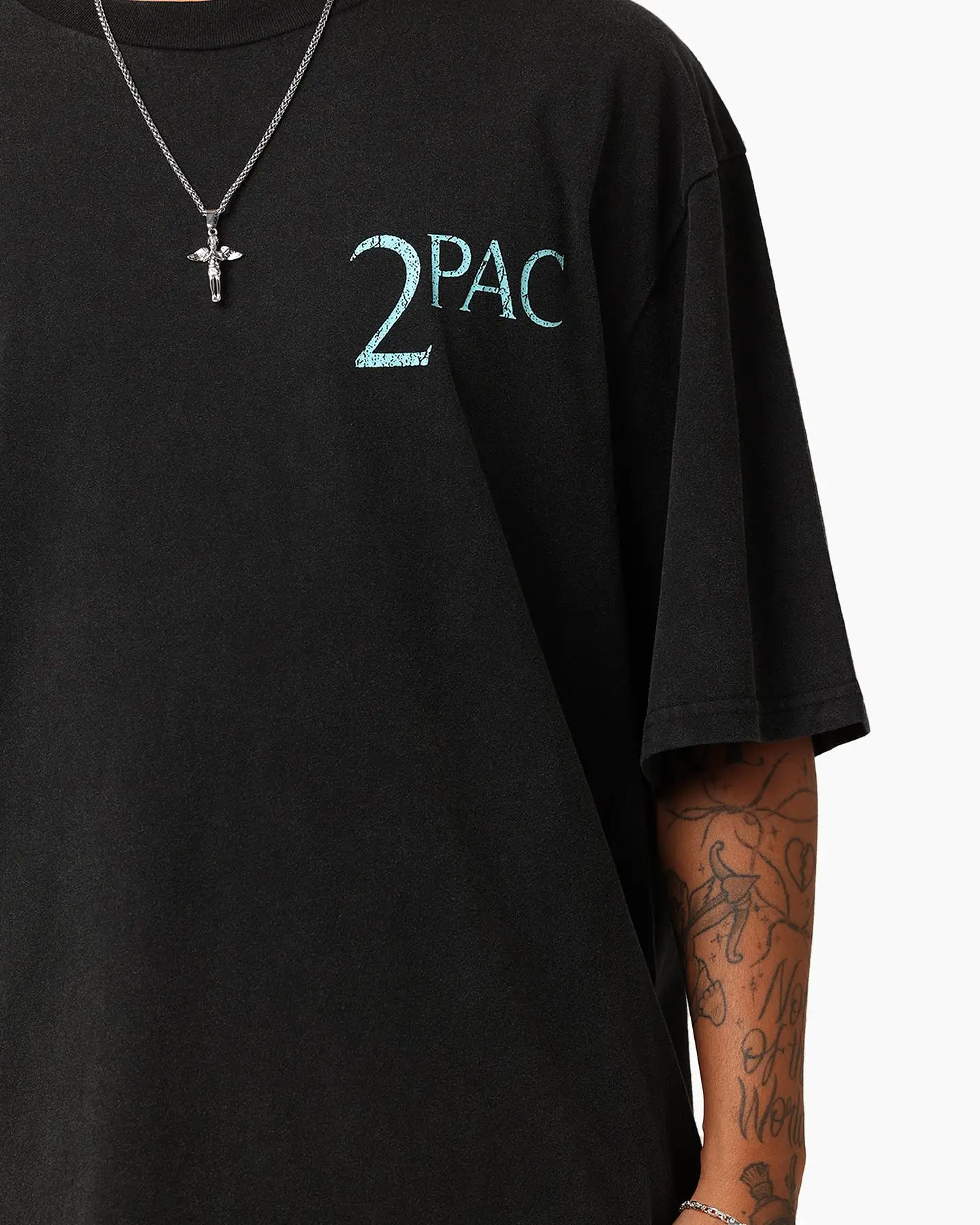 Tupac Blue Smoke T-Shirt Washed Black