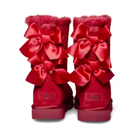 UGG Bailey Bow Satin Red Bean Boots - Women's